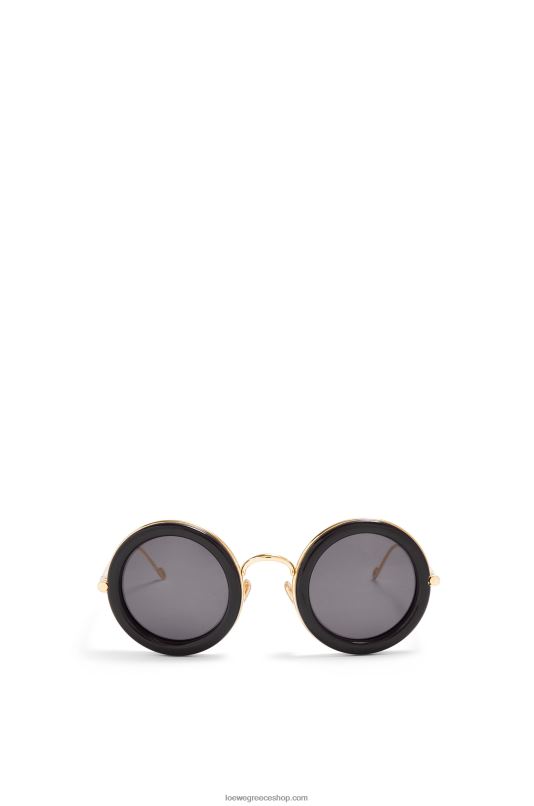 Loewe γυναίκες στρογγυλά γυαλιά ηλίου σε acetate RZR0J1494 μαύρος χρυσός