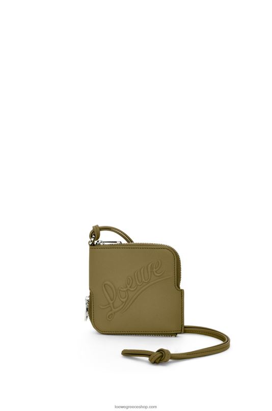 Loewe γυναίκες διπλή νομισματοθήκη σε κλασικό δέρμα μοσχαριού RZR0J1334 ελιά
