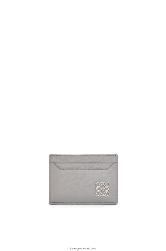 Loewe γυναίκες αναγραμματισμένη θήκη καρτών από δέρμα μοσχαριού με βότσαλο RZR0J1322 μαργαριταρένιο γκρι