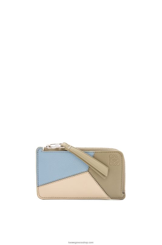 Loewe γυναίκες παζλ χαρτοθήκη για κέρματα σε κλασικό δέρμα μοσχαριού RZR0J1325 σκονισμένο μπλε/φασκόμηλο