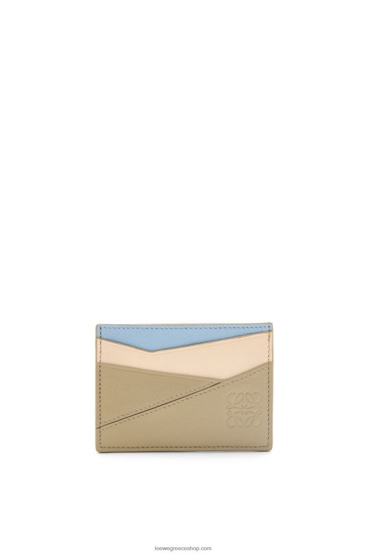 Loewe γυναίκες παζλ απλή καρτοθήκη σε κλασικό δέρμα μοσχαριού RZR0J1327 σκονισμένο μπλε/φασκόμηλο