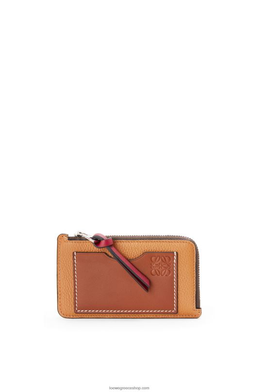 Loewe γυναίκες Θήκη για κέρματα από δέρμα μοσχαριού με μαλακό κόκκο RZR0J1340 ελαφριά καραμέλα/πεκάν