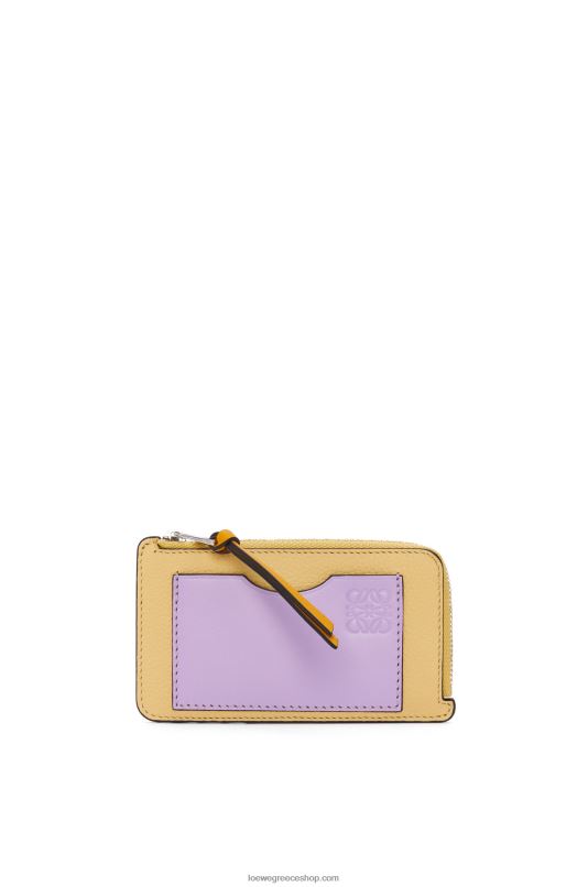 Loewe γυναίκες Θήκη για κέρματα από δέρμα μοσχαριού με μαλακό κόκκο RZR0J1341 σκούρο βούτυρο/μωβ