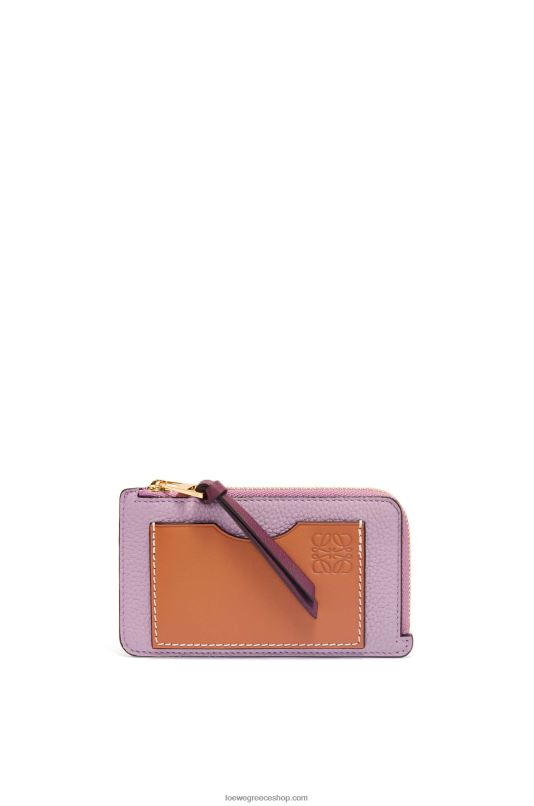 Loewe γυναίκες Θήκη για κέρματα από δέρμα μοσχαριού με μαλακό κόκκο RZR0J1342 βρώμικο μοβ/μαύρισμα