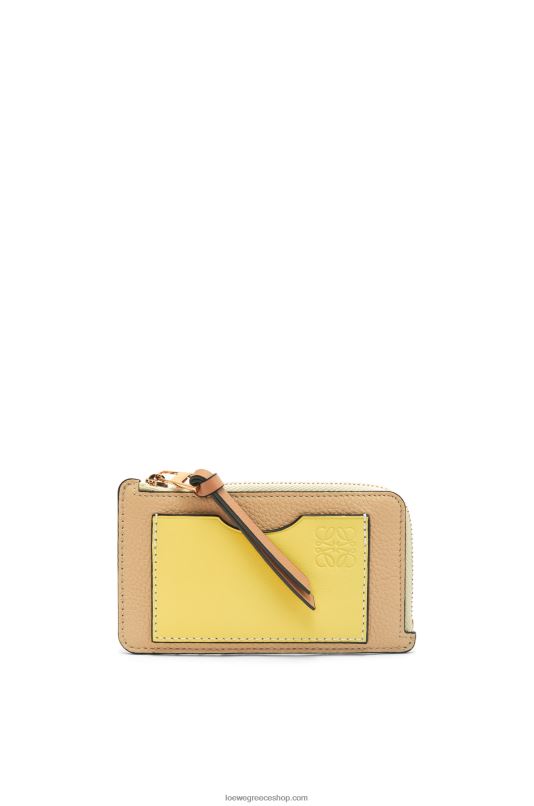 Loewe γυναίκες Θήκη για κέρματα από δέρμα μοσχαριού με μαλακό κόκκο RZR0J1343 βούτυρο/παλό λεμόνι
