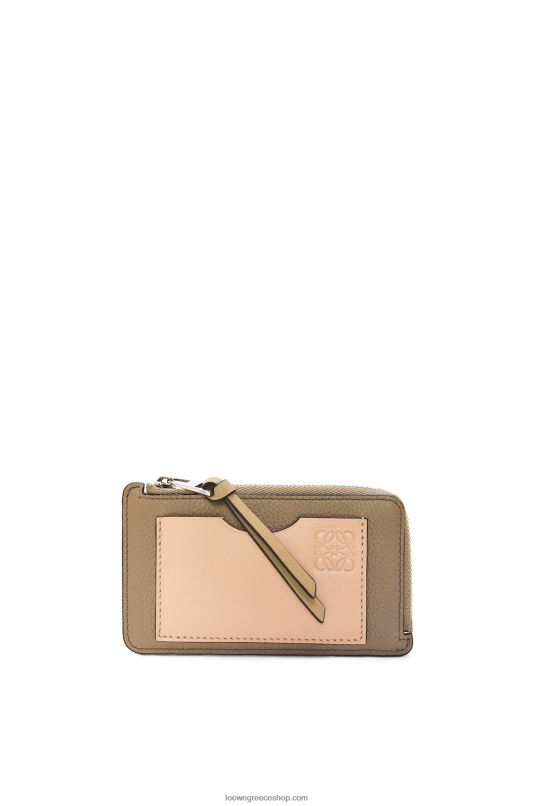 Loewe γυναίκες Θήκη για κέρματα από δέρμα μοσχαριού με μαλακό κόκκο RZR0J1344 αγκινάρα πράσινο/σκονισμένο μπεζ