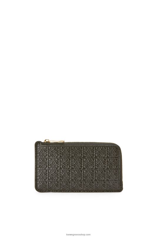 Loewe γυναίκες επαναλαμβανόμενη κάρτα κερμάτων σε ανάγλυφο μεταξωτό δέρμα μοσχαριού RZR0J1346 μαύρος
