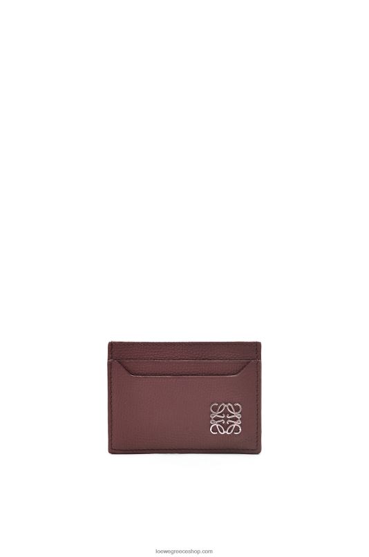 Loewe γυναίκες αναγραμματισμένη θήκη καρτών από δέρμα μοσχαριού με βότσαλο RZR0J1358 Βουργουνδία