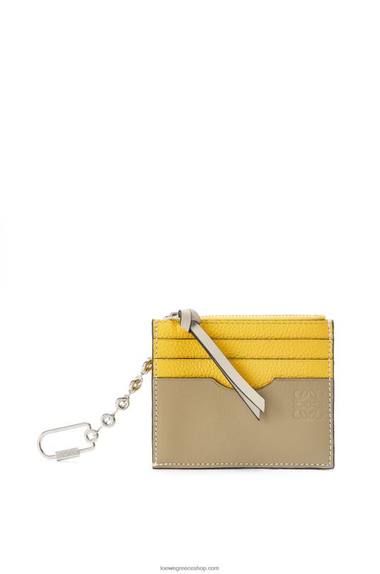 Loewe γυναίκες τετράγωνη κάρτα από δέρμα μοσχαριού με μαλακό κόκκο με αλυσίδα RZR0J1383 κίτρινο/πηλό πράσινο