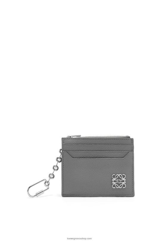 Loewe γυναίκες τετράγωνη καρτοθήκη αναγραμμάτων από δέρμα μοσχαριού με βότσαλο με αλυσίδα RZR0J1384 γκρι ασφάλτου