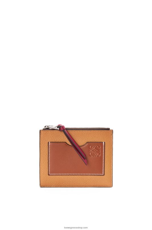 Loewe γυναίκες μεγάλη θήκη για κέρματα από δέρμα μοσχαριού με μαλακό κόκκο RZR0J1385 ελαφριά καραμέλα/πεκάν