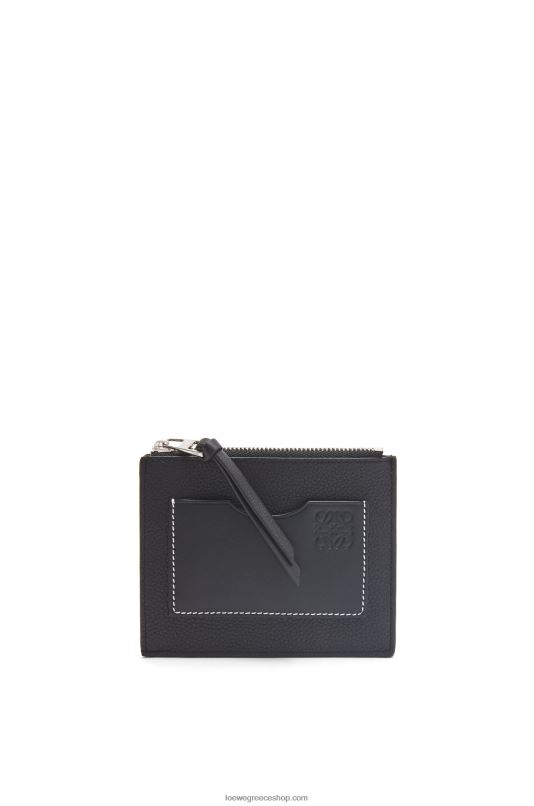 Loewe γυναίκες μεγάλη θήκη για κέρματα από δέρμα μοσχαριού με μαλακό κόκκο RZR0J1386 μαύρος