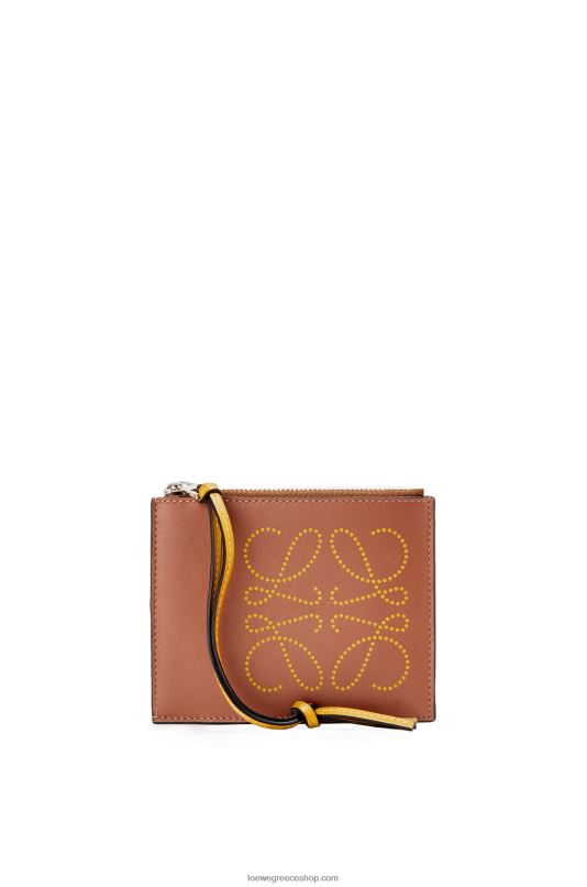 Loewe γυναίκες κάρτα μάρκας νομισμάτων σε κλασικό δέρμα μοσχαριού RZR0J1392 μαύρισμα/ώχρα