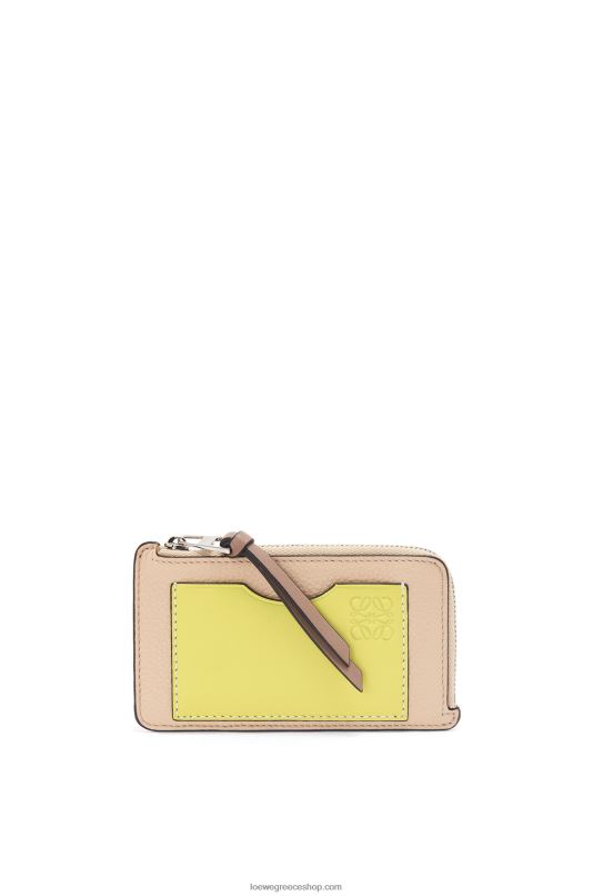 Loewe γυναίκες Θήκη για κέρματα από δέρμα μοσχαριού με μαλακό κόκκο RZR0J1393 γυμνό/σιτρονέλα