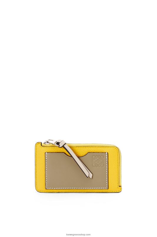 Loewe γυναίκες Θήκη για κέρματα από δέρμα μοσχαριού με μαλακό κόκκο RZR0J1394 κίτρινο/πηλό πράσινο