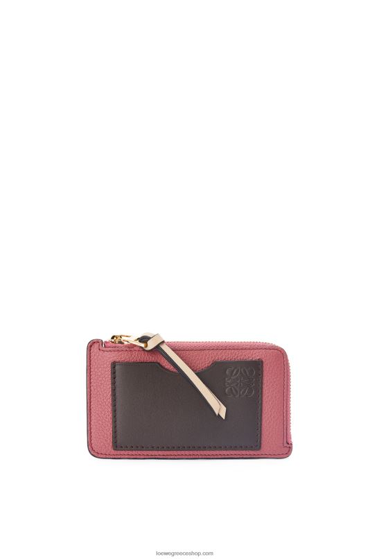 Loewe γυναίκες Θήκη για κέρματα από δέρμα μοσχαριού με μαλακό κόκκο RZR0J1395 Plumrose/σοκολάτα