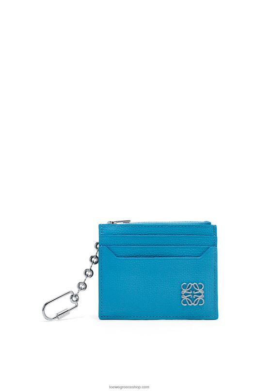 Loewe γυναίκες τετράγωνη καρτοθήκη αναγραμμάτων από δέρμα μοσχαριού με βότσαλο με αλυσίδα RZR0J1396 λιμνοθάλασσα μπλε