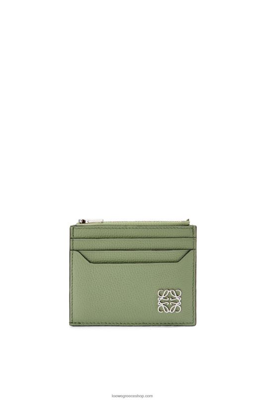 Loewe γυναίκες τετράγωνη κάρτα με φερμουάρ αναγραμμάτων σε δέρμα μοσχαριού με βότσαλο RZR0J1398 δενδρολίβανο