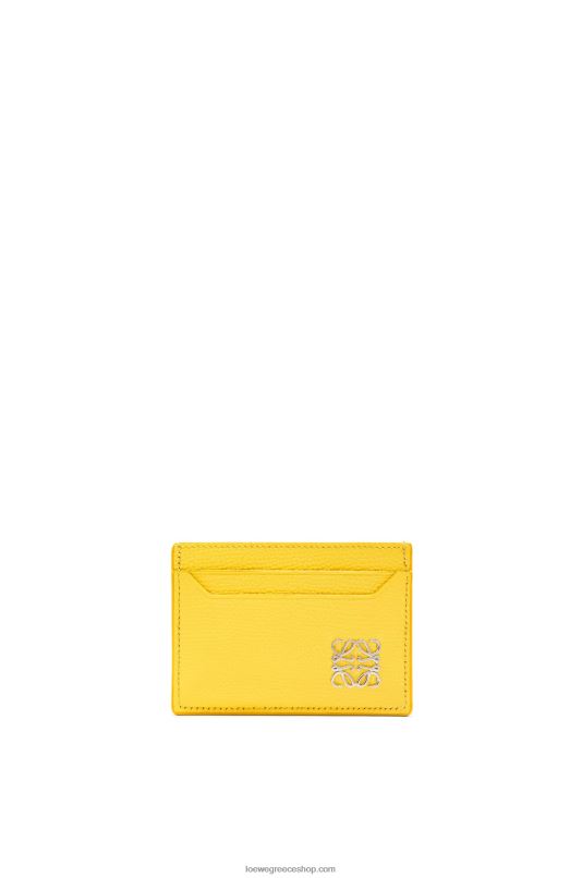 Loewe γυναίκες αναγραμματισμένη θήκη καρτών από δέρμα μοσχαριού με βότσαλο RZR0J1402 λεμόνι
