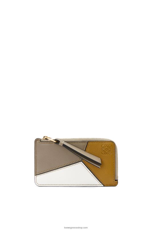 Loewe γυναίκες παζλ χαρτοθήκη για κέρματα σε κλασικό δέρμα μοσχαριού RZR0J1406 ώχρα/πράσινη δάφνη