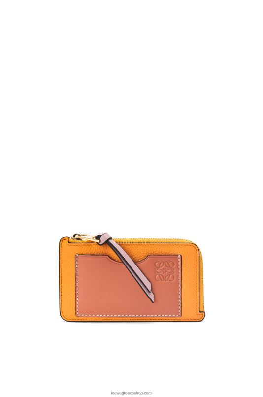 Loewe γυναίκες Θήκη για κέρματα από δέρμα μοσχαριού με μαλακό κόκκο RZR0J1408 μανταρίνι / κοραλλιογενής ύφαλος