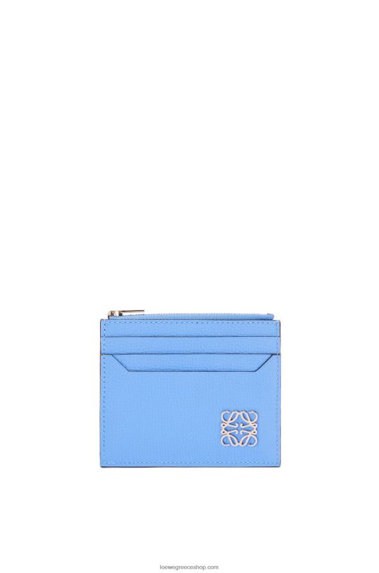 Loewe γυναίκες τετράγωνη κάρτα με φερμουάρ αναγραμμάτων σε δέρμα μοσχαριού με βότσαλο RZR0J1413 γαλάζιο γαλάζιο
