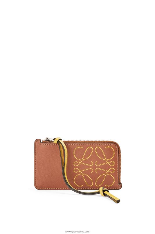Loewe γυναίκες κάρτα μάρκας νομισμάτων σε κλασικό δέρμα μοσχαριού RZR0J1418 μαύρισμα/ώχρα