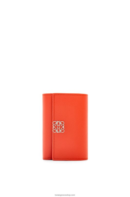 Loewe γυναίκες αναγραμματισμός μικρό κάθετο πορτοφόλι από δέρμα μοσχαριού με βότσαλο RZR0J1205 πορτοκαλί ανατολή του ηλίου