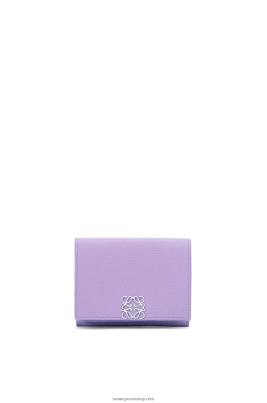 Loewe γυναίκες αναγραμματισμένο πορτοφόλι τρίπτυχο από δέρμα μοσχαριού με βότσαλο RZR0J1235 ανοιχτό μοβ