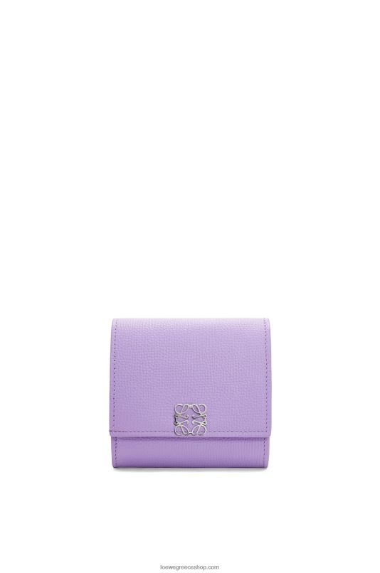 Loewe γυναίκες πορτοφόλι αναγραμματισμένο με πτερύγιο από δέρμα μοσχαριού με βότσαλο RZR0J1236 ανοιχτό μοβ