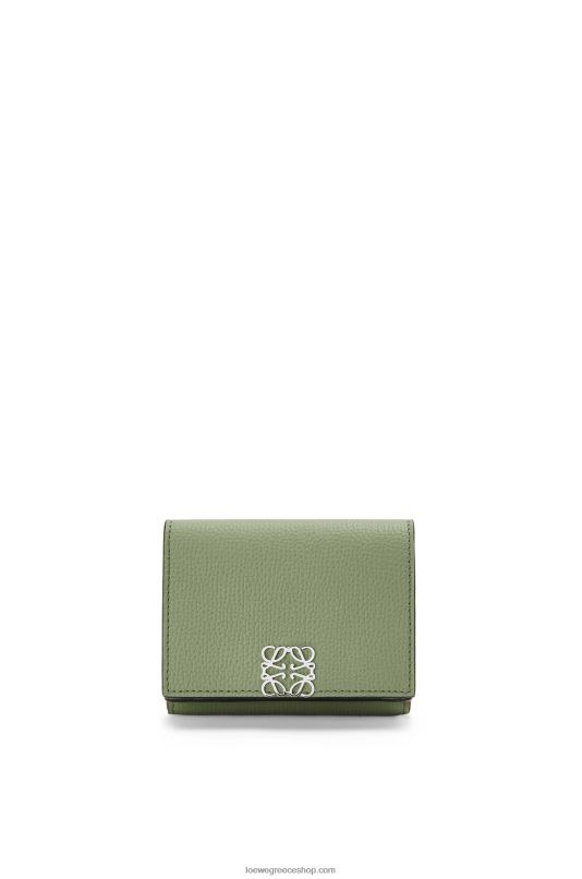 Loewe γυναίκες αναγραμματισμένο πορτοφόλι τρίπτυχο από δέρμα μοσχαριού με βότσαλο RZR0J1247 δενδρολίβανο