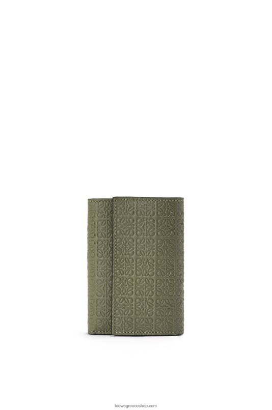 Loewe γυναίκες επαναλάβετε το μικρό κάθετο πορτοφόλι σε ανάγλυφο μεταξωτό δέρμα μοσχαριού RZR0J1279 πράσινο αβοκάντο