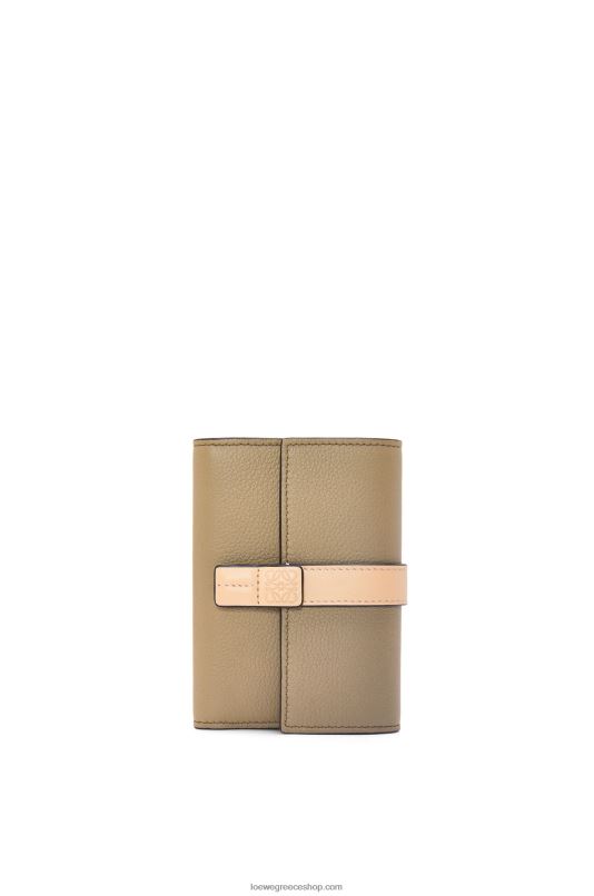 Loewe γυναίκες μικρό κάθετο πορτοφόλι από δέρμα μοσχαριού με μαλακό κόκκο RZR0J1287 αγκινάρα πράσινο/σκονισμένο μπεζ