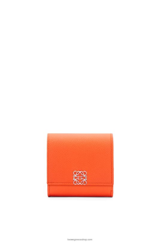 Loewe γυναίκες πορτοφόλι αναγραμματισμένο με πτερύγιο από δέρμα μοσχαριού με βότσαλο RZR0J1294 πορτοκάλι