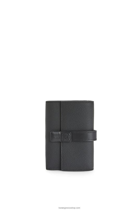 Loewe γυναίκες μικρό κάθετο πορτοφόλι από δέρμα μοσχαριού με μαλακό κόκκο RZR0J1295 μαύρος