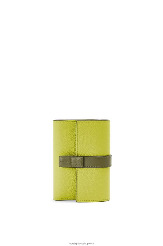 Loewe γυναίκες μικρό κάθετο πορτοφόλι από δέρμα μοσχαριού με μαλακό κόκκο RZR0J1310 κίτρινο ασβέστη/πράσινο αβοκάντο