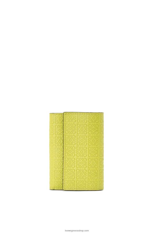 Loewe γυναίκες επαναλάβετε το μικρό κάθετο πορτοφόλι σε ανάγλυφο μεταξωτό δέρμα μοσχαριού RZR0J1313 ασβέστη κίτρινο