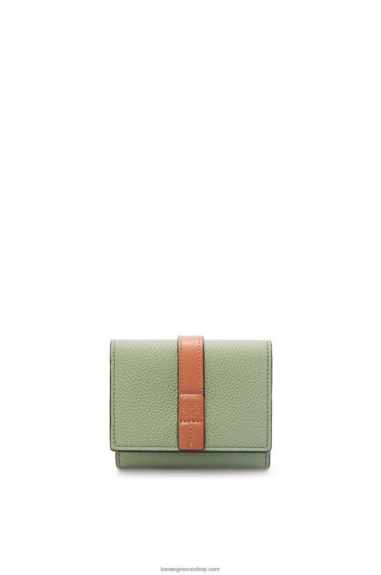 Loewe γυναίκες τρίπτυχο πορτοφόλι από δέρμα μοσχαριού με απαλούς κόκκους RZR0J1314 δεντρολίβανο/μαύρισμα