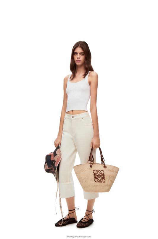 Loewe γυναίκες φανελάκι αναγραμματισμού από βαμβάκι και βισκόζη RZR0J787 άσπρο