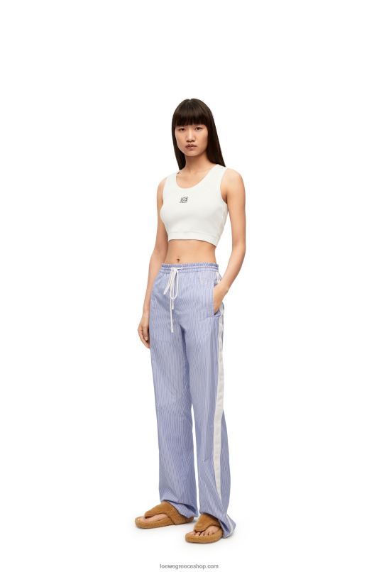 Loewe γυναίκες cropped anagram φανελάκι από βαμβάκι RZR0J905 λευκό/ναυτικό μπλε