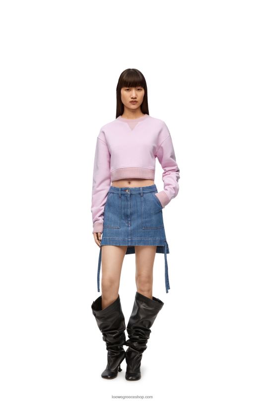Loewe γυναίκες cropped φούτερ από βαμβάκι RZR0J778 βρετανικό τριαντάφυλλο