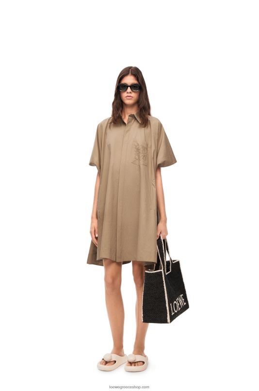 Loewe γυναίκες τουνίκ φόρεμα αναγραμματισμού από βαμβάκι RZR0J1050 taos taupe