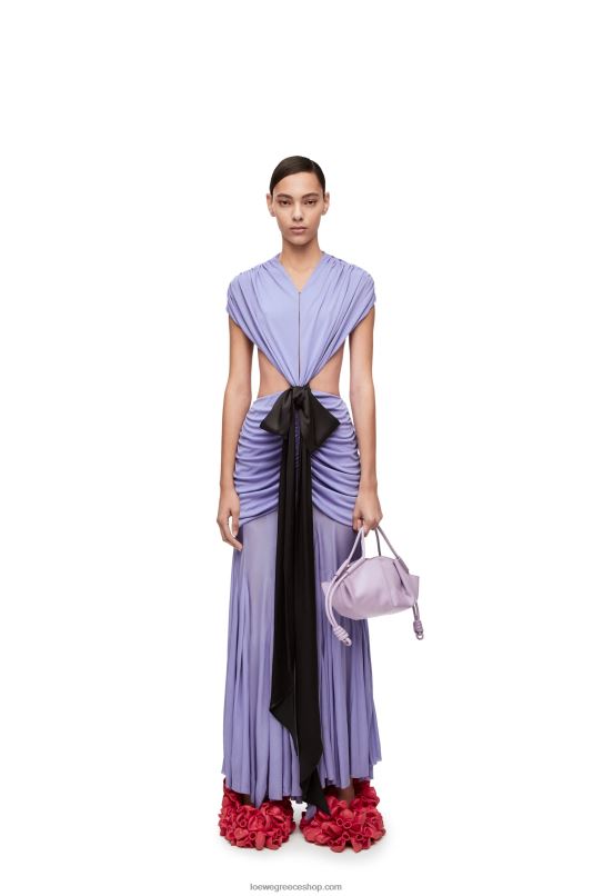 Loewe γυναίκες ντραπέ φιόγκο φόρεμα σε κρεπ ζέρσεϊ RZR0J1073 πασχαλιά
