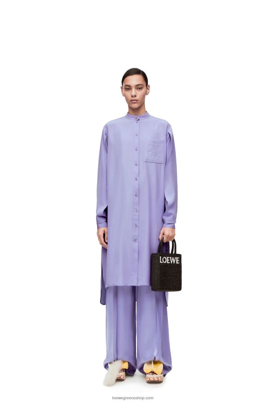 Loewe γυναίκες φόρεμα αναγραμμάτων τουνίκ σε μεταξωτό τουαλέτα RZR0J1075 πασχαλιά