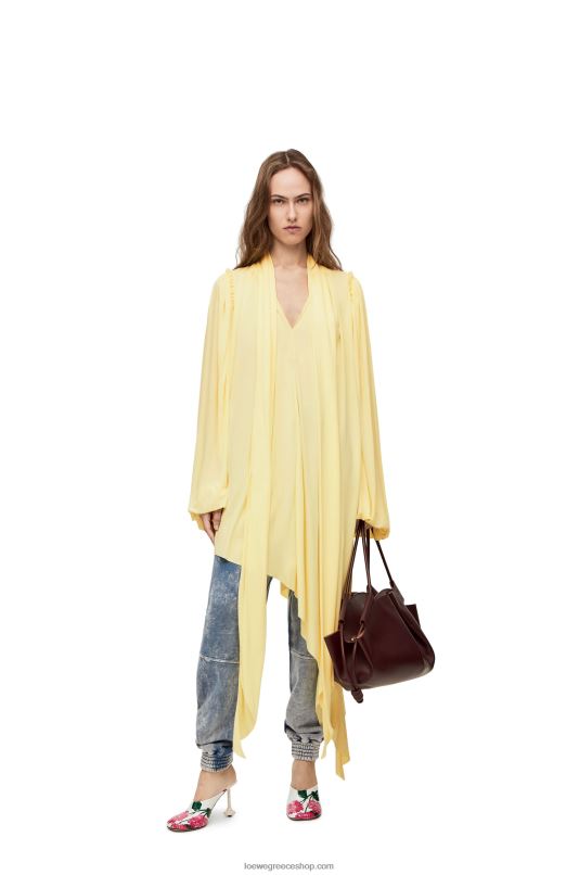 Loewe γυναίκες ασύμμετρο φόρεμα σε κρεπ ζέρσεϊ από βισκόζη RZR0J1085 βανίλια