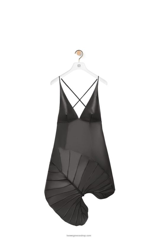 Loewe γυναίκες Φύλλο intarsia φόρεμα σε νάπα RZR0J1038 μαύρος