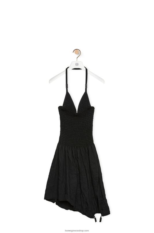 Loewe γυναίκες smocked φόρεμα από βαμβάκι RZR0J1057 μαύρος