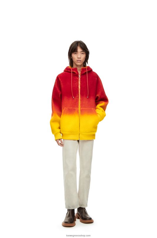 Loewe γυναίκες calcifer intarsia hoodie σε shearling RZR0J839 πολύχρωμο
