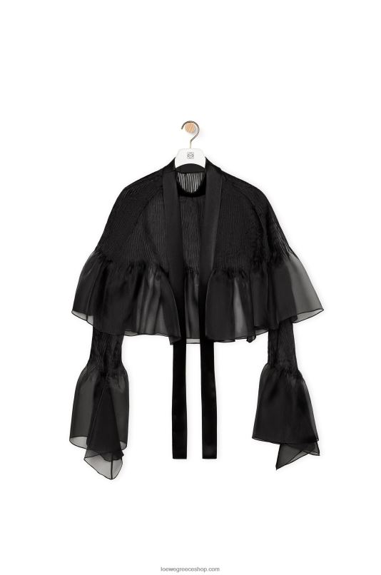 Loewe γυναίκες pintuck top σε μεταξωτή οργάντζα RZR0J885 μαύρος