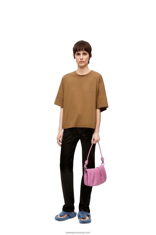 Loewe γυναίκες μπλουζάκι σε μπλουζάκι από βαμβάκι RZR0J781 σκοτεινή καμήλα